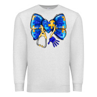 Oatmeal Heather Down Syndrome Ribbon Premium Sweatshirt - CowhideDigitalArt