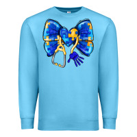 Ocean Blue Down Syndrome Ribbon Premium Sweatshirt - CowhideDigitalArt