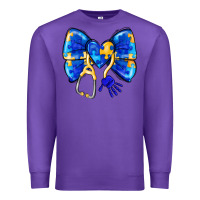 Purple Down Syndrome Ribbon Premium Sweatshirt - CowhideDigitalArt
