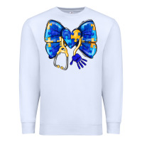 White Down Syndrome Ribbon Premium Sweatshirt - CowhideDigitalArt
