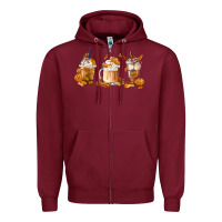 Burgundy Fall Coffees Zipper Hoodie - FaDigitalArtStudio