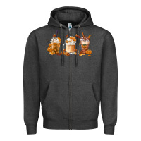 Charcoal Heather Fall Coffees Zipper Hoodie - FaDigitalArtStudio
