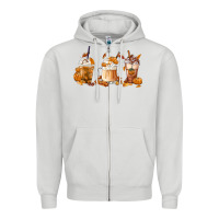 Dove Grey Fall Coffees Zipper Hoodie - FaDigitalArtStudio