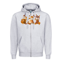 Heather Grey Fall Coffees Zipper Hoodie - FaDigitalArtStudio