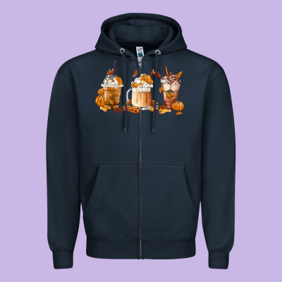 Fall Coffees Zipper Hoodie Designed By Fadigitalartstudio