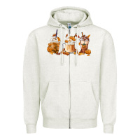 Oatmeal Heather Fall Coffees Zipper Hoodie - FaDigitalArtStudio