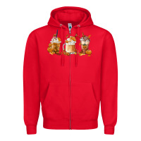Red Fall Coffees Zipper Hoodie - FaDigitalArtStudio