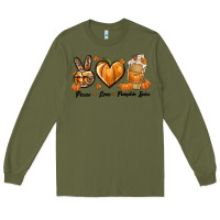 Army Green Peace Love Pumpkin Spice Long Sleeve Tee - texasbilliewilder