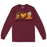 Burgundy Peace Love Pumpkin Spice Long Sleeve Tee - texasbilliewilder