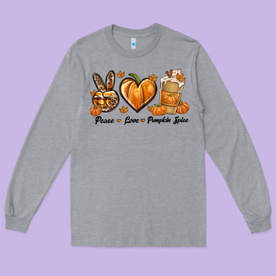 Peace Love Pumpkin Spice Long Sleeve Tee Designed By Texasbilliewilder