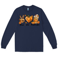 Navy Peace Love Pumpkin Spice Long Sleeve Tee - texasbilliewilder