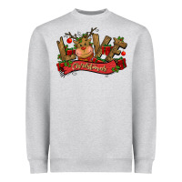 Heather Grey love christmas reindeer Heavyweight Sweatshirt - CowGirlArtShop