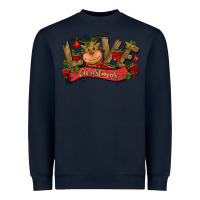 Navy love christmas reindeer Heavyweight Sweatshirt - CowGirlArtShop