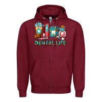 Burgundy Dental Life Dentist Coffee Cups Zipper Hoodie - FaDigitalArtStudio