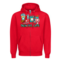 Red Dental Life Dentist Coffee Cups Zipper Hoodie - FaDigitalArtStudio