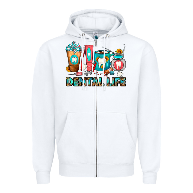 Dental Life Dentist Coffee Cups Zipper Hoodie by FaDigitalArtStudio | Teevron