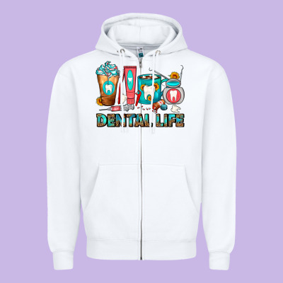 Dental Life Dentist Coffee Cups Zipper Hoodie Designed By Fadigitalartstudio