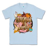 Dusty Blue fall  lunch lady Classic Tee - BarkalooDesign