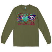 Army Green Peace love dia de los muertos Long Sleeve Tee - NancyCooperArtShop
