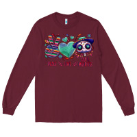 Burgundy Peace love dia de los muertos Long Sleeve Tee - NancyCooperArtShop