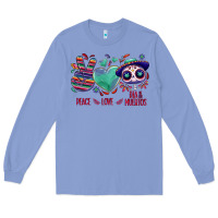 Colony Blue Peace love dia de los muertos Long Sleeve Tee - NancyCooperArtShop