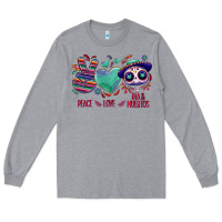 Heather Grey Peace love dia de los muertos Long Sleeve Tee - NancyCooperArtShop