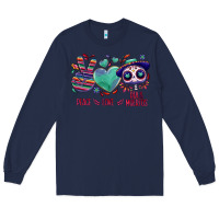 Navy Peace love dia de los muertos Long Sleeve Tee - NancyCooperArtShop