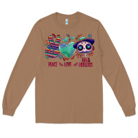 Toasted Coconut Peace love dia de los muertos Long Sleeve Tee - NancyCooperArtShop