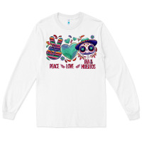 White Peace love dia de los muertos Long Sleeve Tee - NancyCooperArtShop