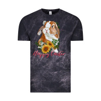 Cloud Black Happy easter with bunny and sunflowers Vintage Tee - RanaPortraitStore