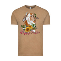 Vintage Coffee Happy easter with bunny and sunflowers Vintage Tee - RanaPortraitStore