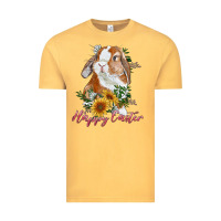 Vintage Mustard Happy easter with bunny and sunflowers Vintage Tee - RanaPortraitStore