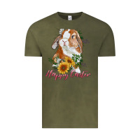 Happy Easter With Bunny And Sunflowers Vintage Tee | Teevron