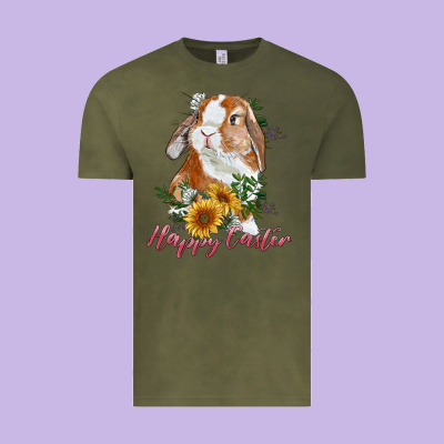 Happy Easter With Bunny And Sunflowers Vintage Tee Designed By Ranaportraitstore