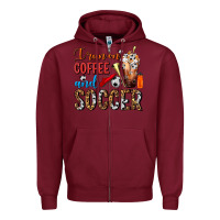 Burgundy I Run On Coffee And Soccer Frappe Zipper Hoodie - FaDigitalArtStudio