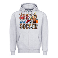 Heather Grey I Run On Coffee And Soccer Frappe Zipper Hoodie - FaDigitalArtStudio