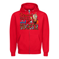 Red I Run On Coffee And Soccer Frappe Zipper Hoodie - FaDigitalArtStudio