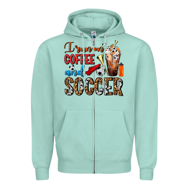 I Run On Coffee And Soccer Frappe Zipper Hoodie by FaDigitalArtStudio | Teevron