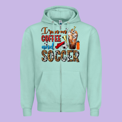 I Run On Coffee And Soccer Frappe Zipper Hoodie Designed By Fadigitalartstudio