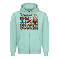 Seafoam I Run On Coffee And Soccer Frappe Zipper Hoodie - FaDigitalArtStudio