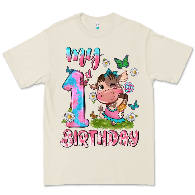 My 1 St Birthday With Little Cute Cow Premium Tee by NancyCooperArtShop | Teevron