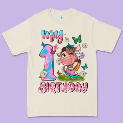 My 1 St Birthday With Little Cute Cow Premium Tee Designed By Nancycooperartshop