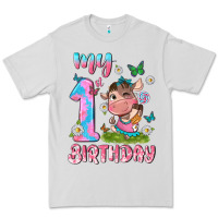 Dove Grey my 1 st birthday with little cute cow Premium Tee - NancyCooperArtShop