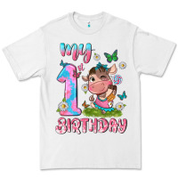 White my 1 st birthday with little cute cow Premium Tee - NancyCooperArtShop
