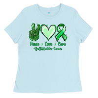 Baby Blue Peace love cure Gallbladder Cancer Ladies Tee - NancyCooperArtShop