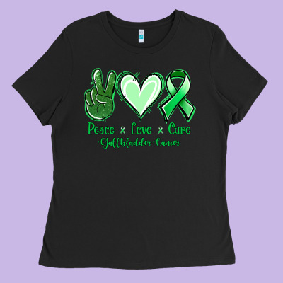 Peace Love Cure Gallbladder Cancer Ladies Tee Designed By Nancycooperartshop