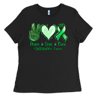 Black Peace love cure Gallbladder Cancer Ladies Tee - NancyCooperArtShop