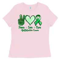 Bubblegum Pink Peace love cure Gallbladder Cancer Ladies Tee - NancyCooperArtShop