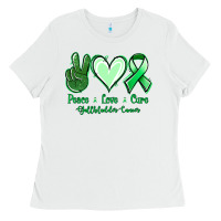 White Peace love cure Gallbladder Cancer Ladies Tee - NancyCooperArtShop