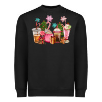 Black pink christmas coffe cups Heavyweight Sweatshirt - CowGirlArtShop
